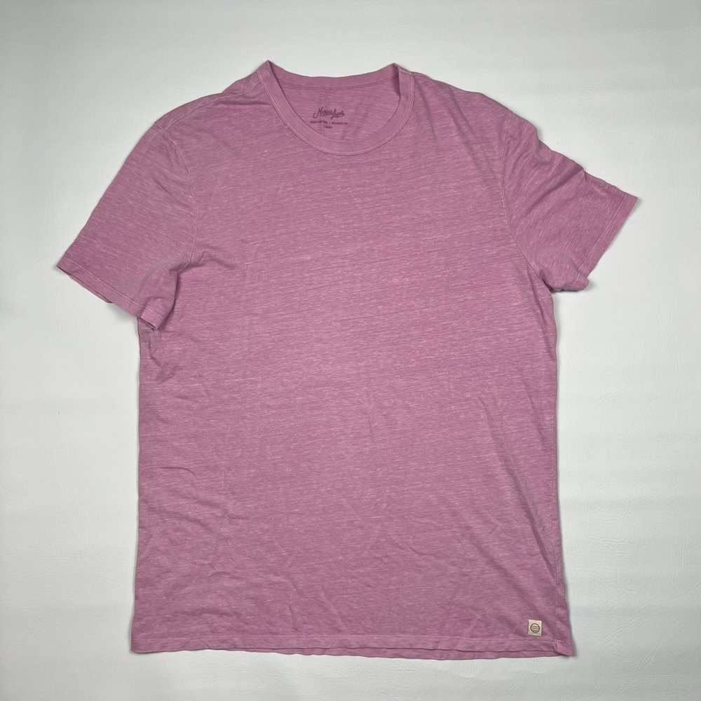 Marine Layer Hemp T-Shirt Mens Large Pink Relaxed Fit Slub Tee
